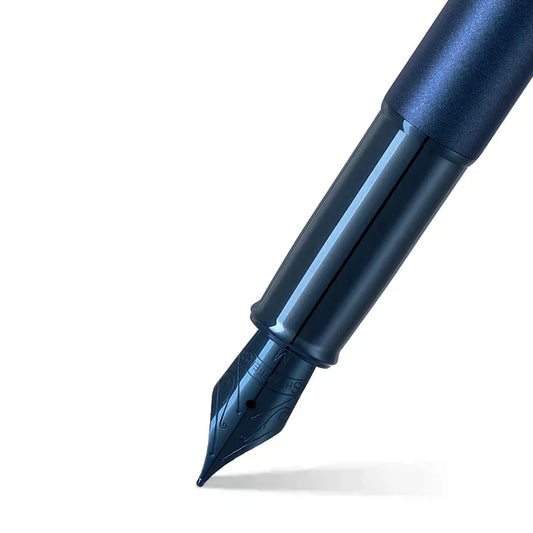 Sheaffer 100 9371 Pluma Fuente en Azul Satinado con Acabados PVD Azules
