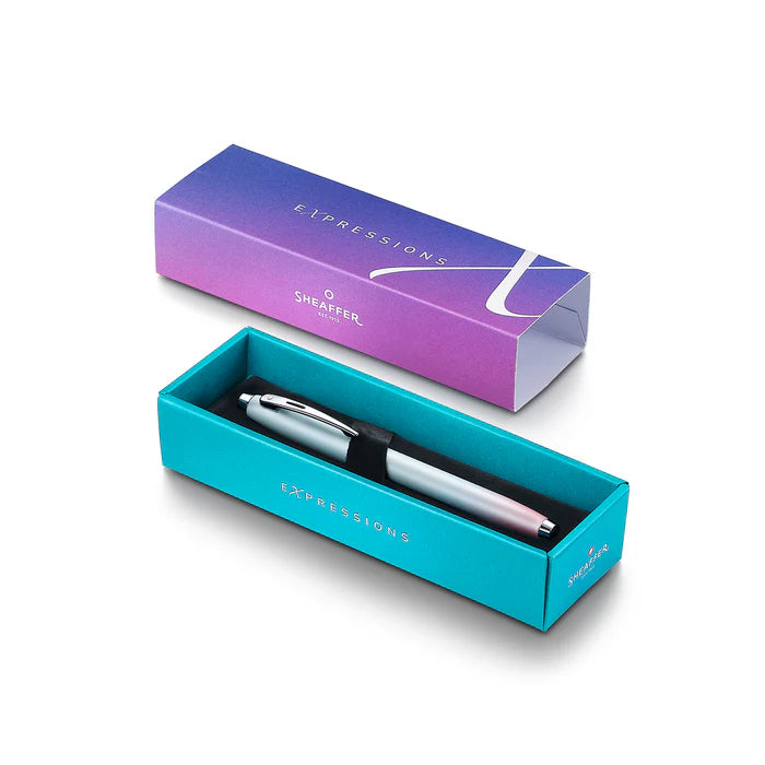 Sheaffer 100 9376 Expressions Pluma Rollerball en Degradado Azul y Rosa Perlizado con Acabados en Cromo