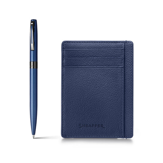 Set Sheaffer® 100 9018 Bolígrafo Azul Mate con Porta Tarjetas de Crédito