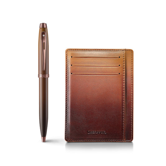 Set Sheaffer® 100 9374 Bolígrafo Café Mate, Edición Coffee con Porta Tarjetas de Crédito