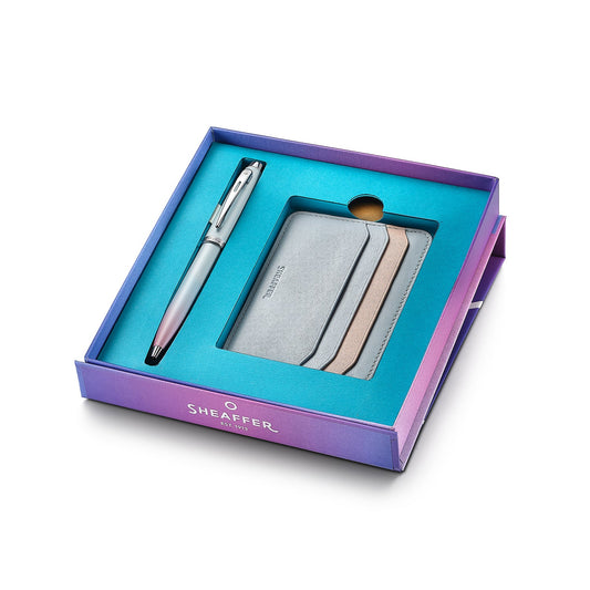 Set Sheaffer® Expressions 100 9376 Bolígrafo Cromo Perlado con Porta Tarjetas de Crédito