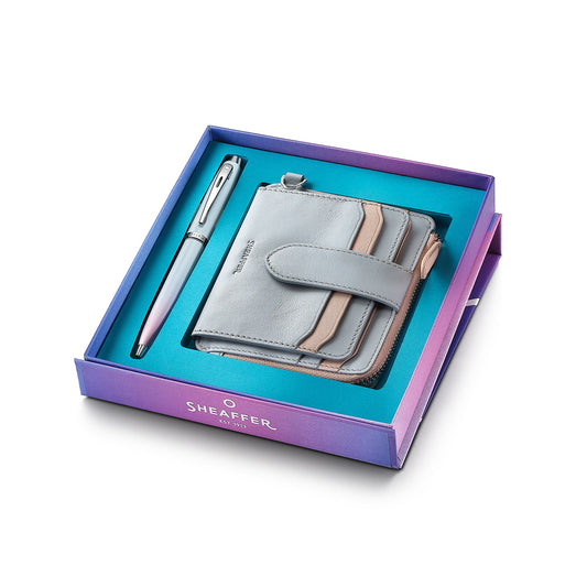 Set Sheaffer® Expressions 100 9376 Bolígrafo Cromo Perlado con Cartera