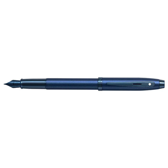 Sheaffer 100 9371 Pluma Fuente en Azul Satinado con Acabados PVD Azules