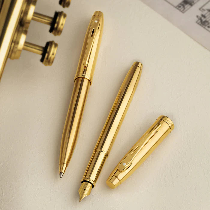 Sheaffer 100 9372 Pluma Fuente en PVD Dorado Brillante con Acabados PVD Dorados