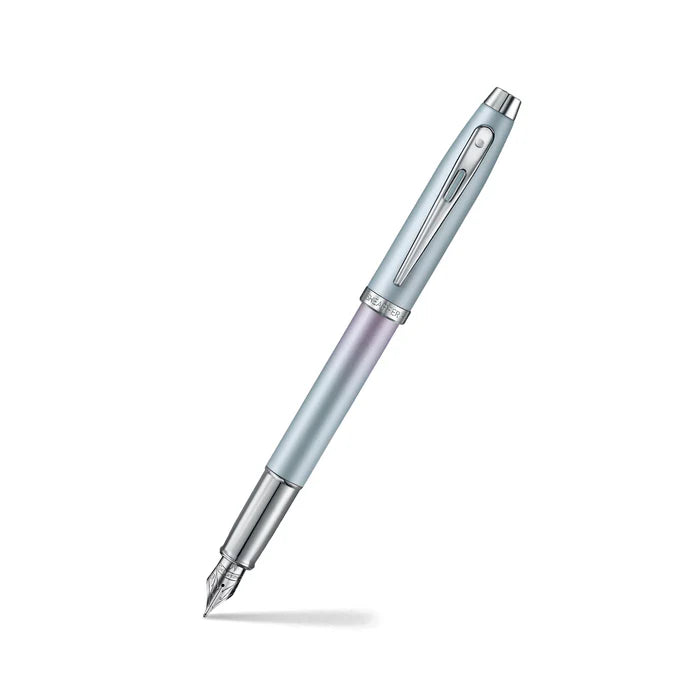 Sheaffer 100 9376 Expressions Pluma Fuente en Degradado Azul y Rosa Perlizado con Acabados en Cromo