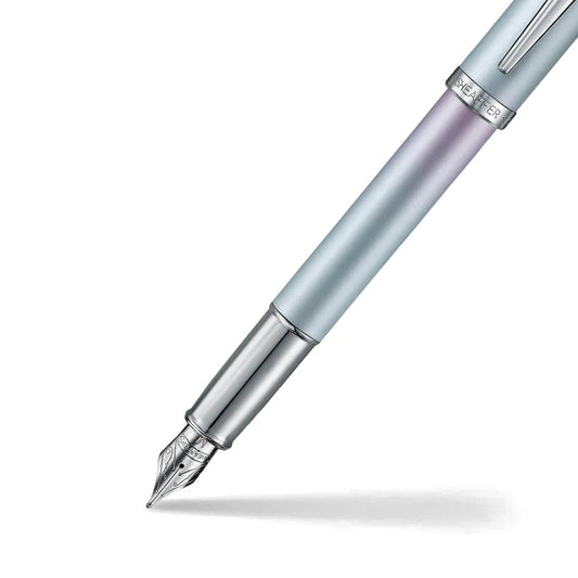 Sheaffer 100 9376 Expressions Pluma Fuente en Degradado Azul y Rosa Perlizado con Acabados en Cromo