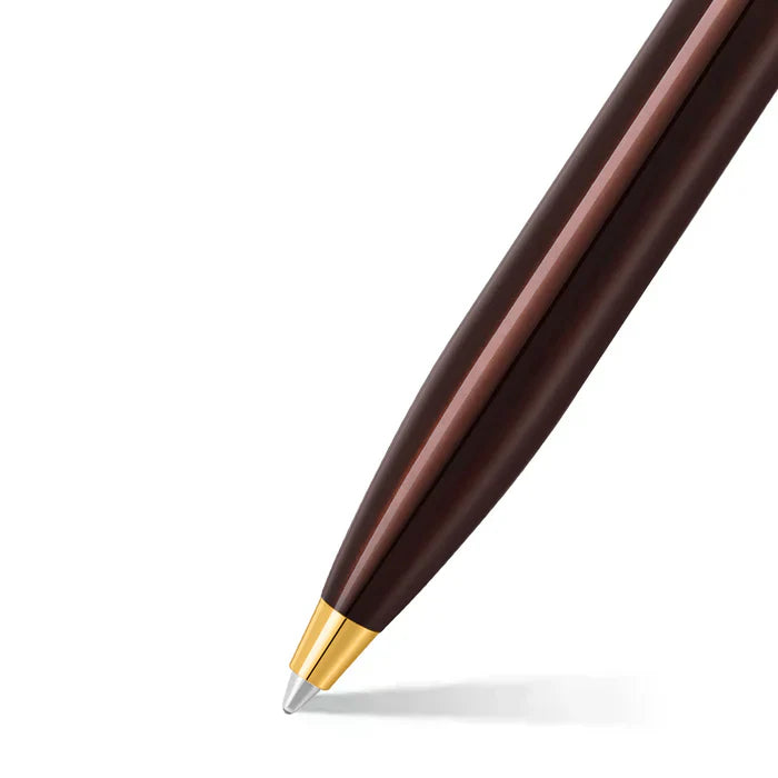 Sheaffer 100 9370 Bolígrafo en Café Brillante con Acabados PVD en Tono Dorado