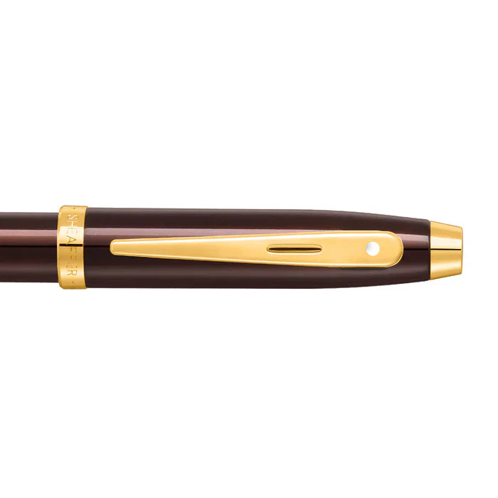 Sheaffer 100 9370 Bolígrafo en Café Brillante con Acabados PVD en Tono Dorado