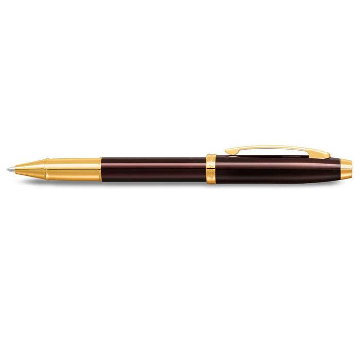 Sheaffer 100 9370 Pluma Rollerball en Café Brillante con Acabados PVD en Tono Dorado
