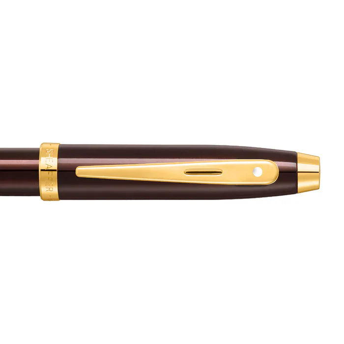 Sheaffer 100 9370 Pluma Rollerball en Café Brillante con Acabados PVD en Tono Dorado