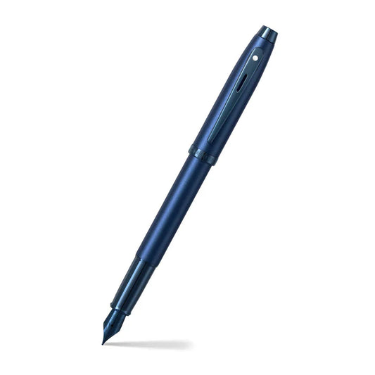 Sheaffer 100 9371 Pluma Fuente en Azul Satinado con Acabados PVD Azules