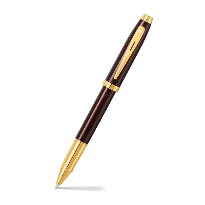 Sheaffer 100 9370 Pluma Rollerball en Café Brillante con Acabados PVD en Tono Dorado