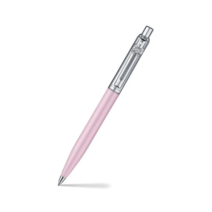 Set de Regalo Sheaffer con Emily in Paris: Bolígrafo Sentinel 321 Rosa Mate con Acabados en Cromo y Porta Tarjetas en Cuero Plena Flor
