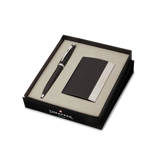 Set Sheaffer® 100 9338 Bolígrafo Negro Brillante Laca con Porta Tarjetas de Presentación