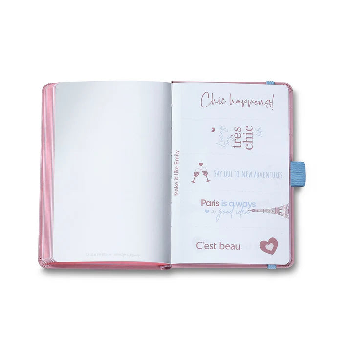 Sheaffer Emily in Paris Cuaderno Pequeño en Rosa con Papel Amigable con Tinta de 90 GSM y Torre Eiffel Grabada