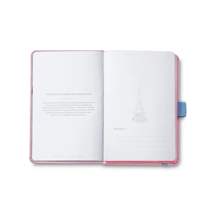 Sheaffer Emily in Paris Cuaderno Pequeño en Rosa con Papel Amigable con Tinta de 90 GSM y Torre Eiffel Grabada