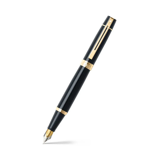 Sheaffer 300 Pluma Fuente 9325 en Negro Brillante con Acabados en Oro
