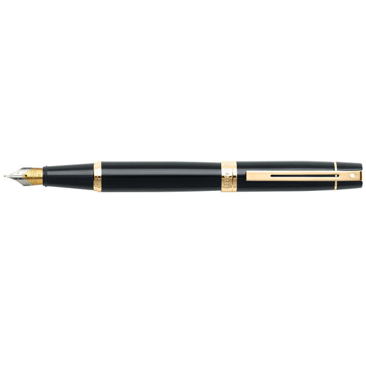 Sheaffer 300 Pluma Fuente 9325 en Negro Brillante con Acabados en Oro