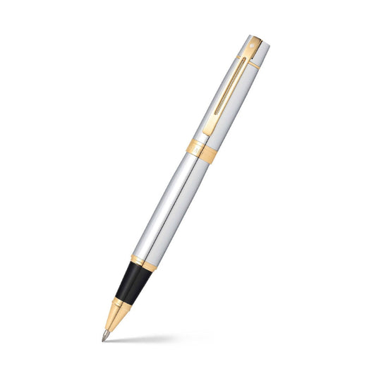 Sheaffer 300 Pluma Rollerball 9342 en Cromo Brillante con Acabados en Oro