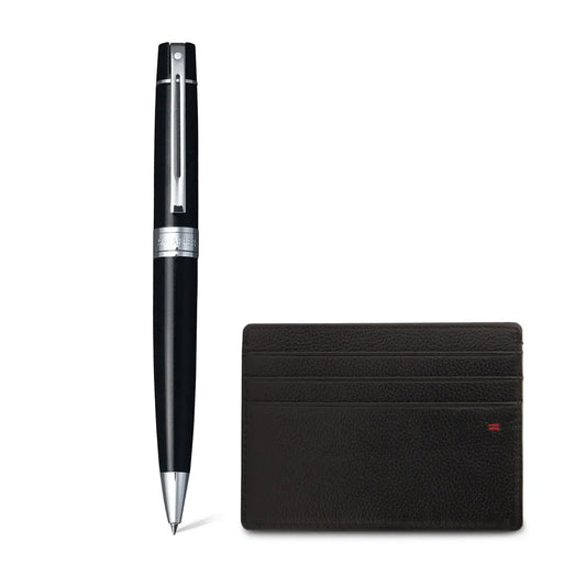 Set Sheaffer® 300 9312 Bolígrafo Negro Brillante con Porta Tarjetas de Crédito