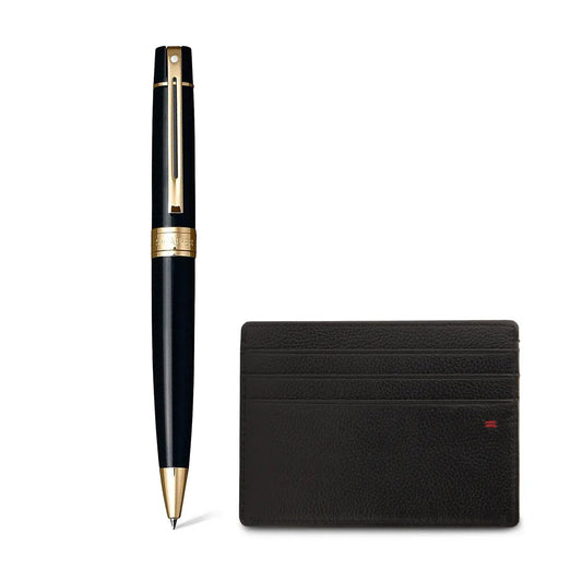 Set Sheaffer® 300 9325 Bolígrafo Negro Brillante con Porta Tarjetas de Crédito