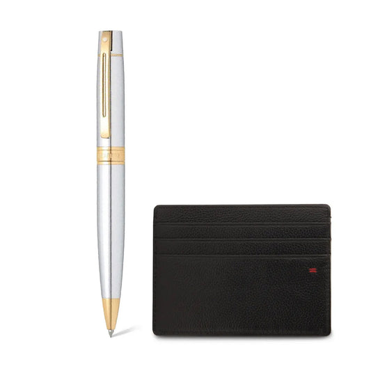 Set Sheaffer® 300 9342 Bolígrafo Cromo Brillante con Porta Tarjetas de Crédito