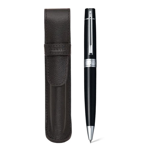 Set Sheaffer® 300 9312 Bolígrafo Negro Brillante con Estuche de Piel