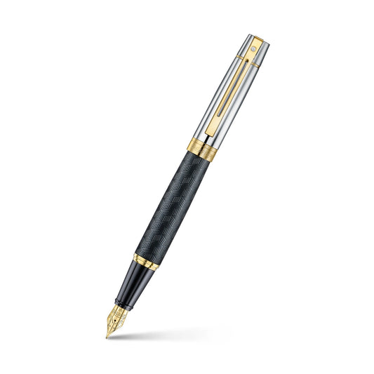 Sheaffer 300 Pluma Fuente 9347 en Negro Grabado con Acabados en Oro