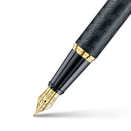Sheaffer 300 Pluma Fuente 9347 en Negro Grabado con Acabados en Oro