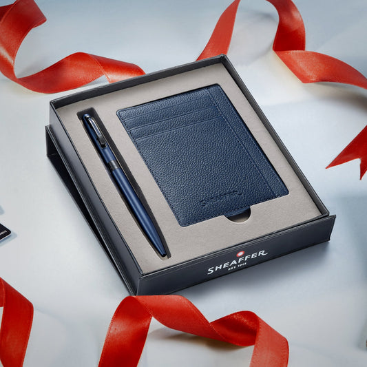 Set Sheaffer® 100 9018 Bolígrafo Azul Mate con Porta Tarjetas de Crédito