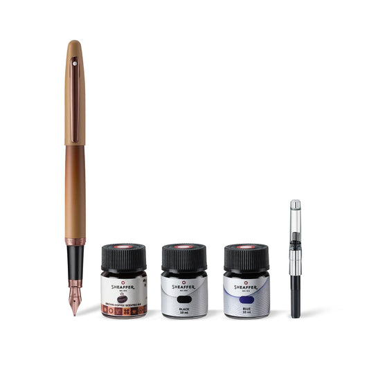 Set Sheaffer® VFM 9428 Pluma Fuente Café Mate, Edición Coffee con Set de 3 Tintas de 10 ml